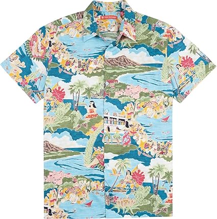 Tori Richard Boat Day Aloha Hawaiian Shirt, Regular Fit Short Sleeve Mens Top
