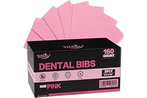 UTHIN Disposable Dental Bibs 13"x18"（160Pack） - 3 Ply Waterproof Tattoo Bib Sheet for Patients - Dentist Tray Cover and Nail Table Cover Supplies, Pink