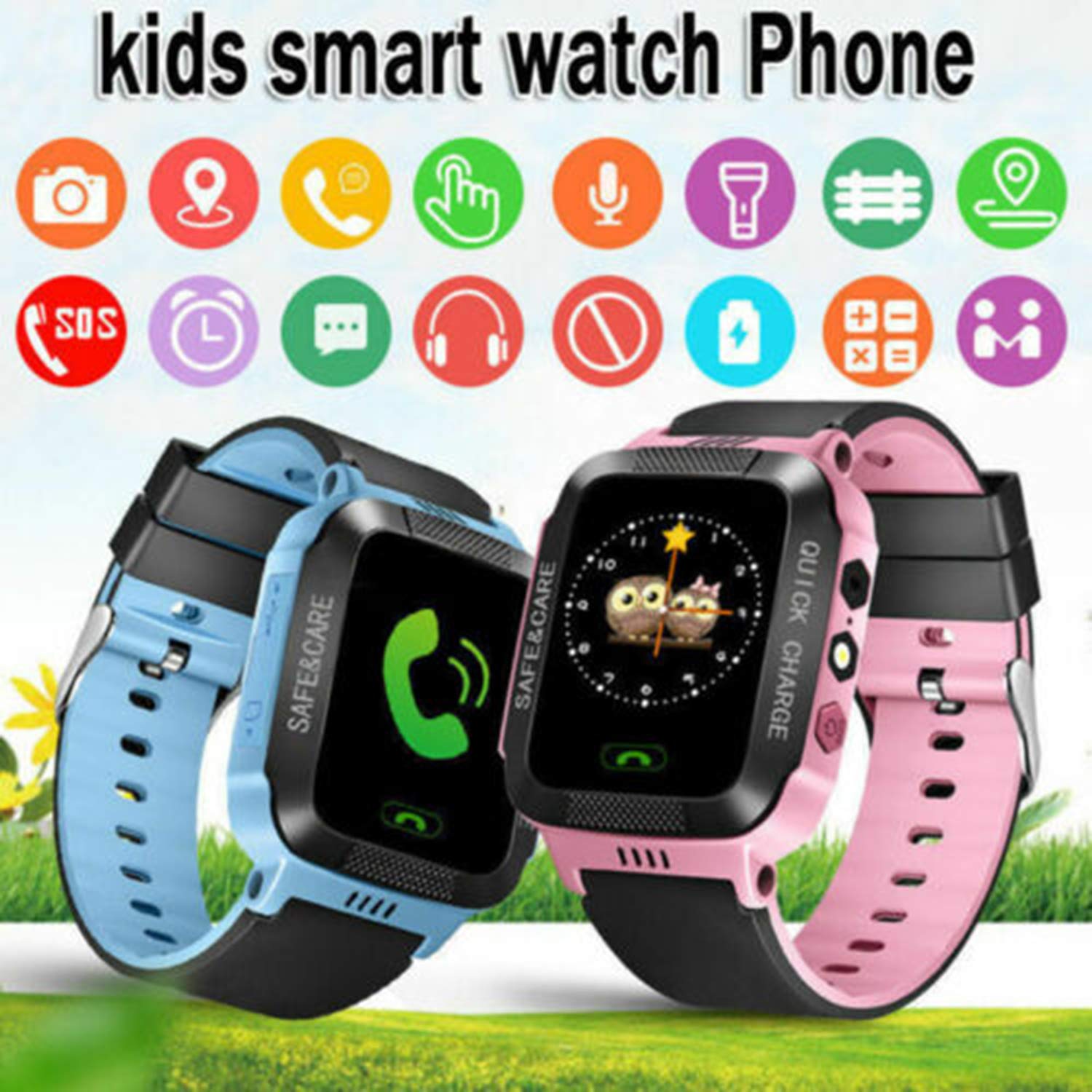 Smart Watch for Kids - Smartwatches with SOS Voice Chat Camera Flashlight Alarm Clock Digital Wrist Watch Smartwatch Position Locator Girls Boys