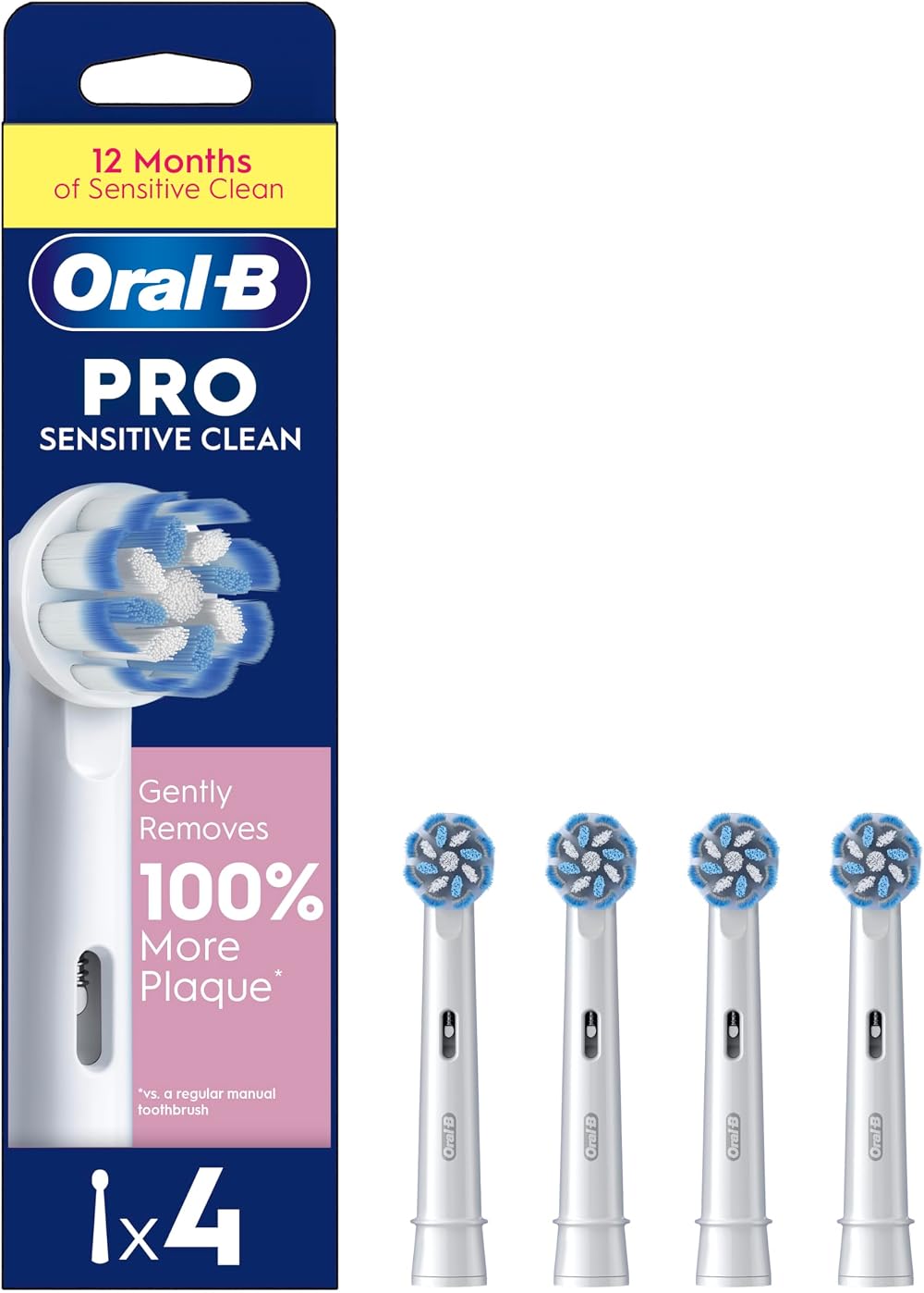 Oral-B Pro Sensitive Clean Electric Toothbrush Head 4 Pack Extra Soft X-Shape