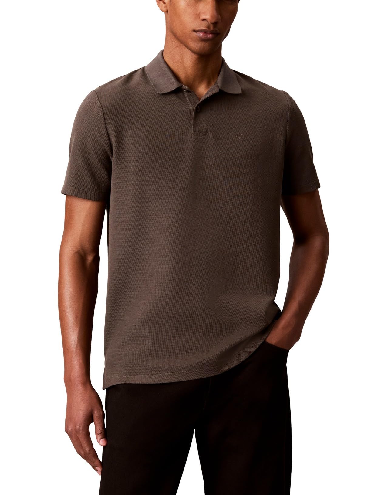 Calvin Klein Men’s Micro Waffle Polos Beluga