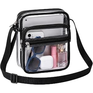 TILYMOL Clear Bag for Stadium Events, PVC & TPU Clear Crossbody Bag | Sports Messanger Bag with Front Pocket, Clear Purse for