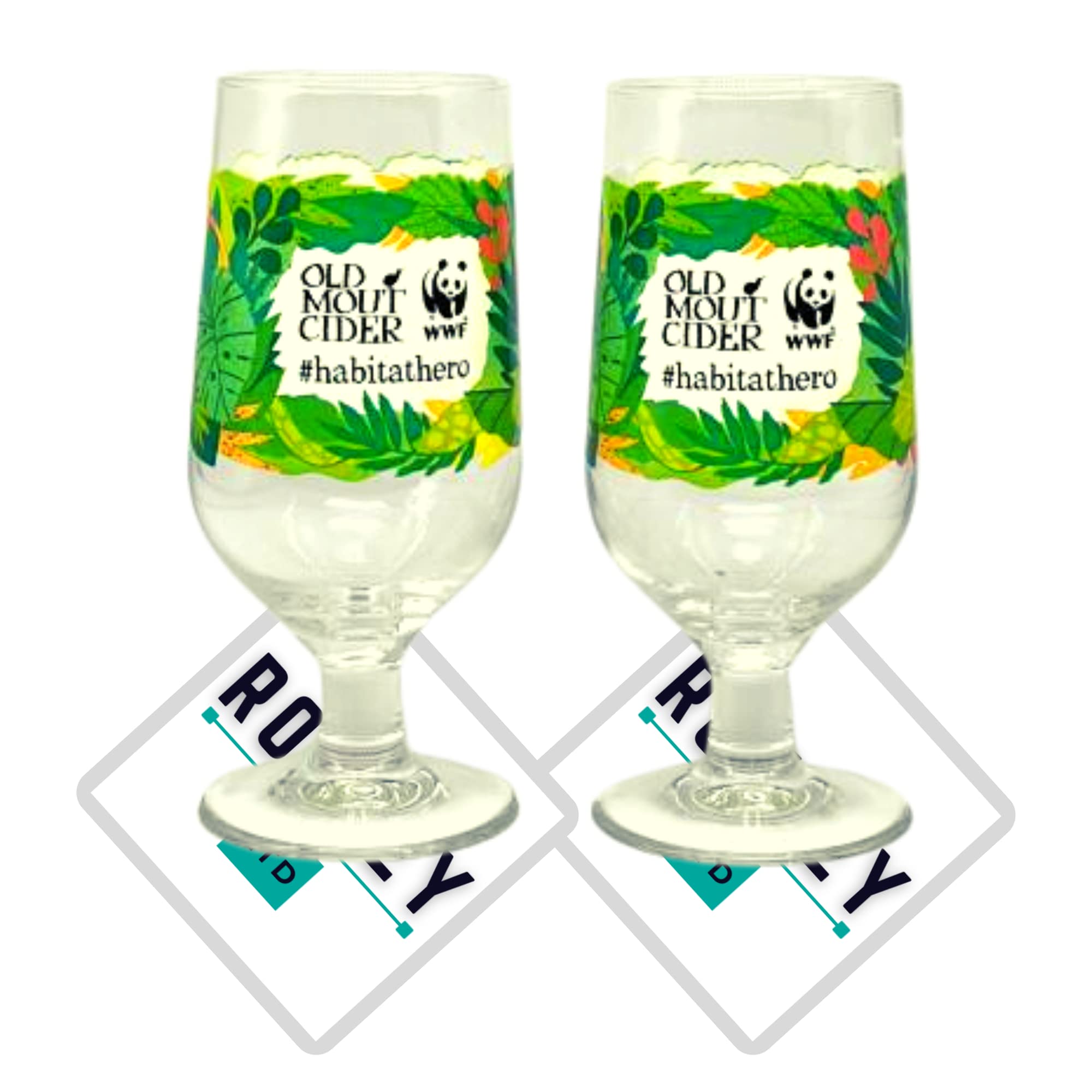 2 x Roxley WWF Old Mout Toughened Cider Pint Glass Glasses x 2