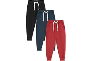 Resinta 3 Pack Toddler Boy Sweatpants Cotton Boys Athletic Joggers Pants Kids Sweats Pants with Pocket Workout Clothes