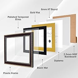FLYJOE 8.5x11 Diploma Frame with Black over Gold