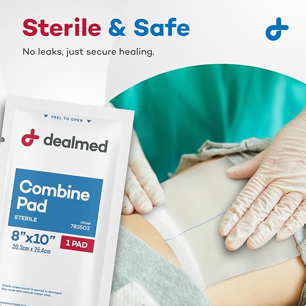 DEALMED ABDOMINAL COMBINE PADS 8″X10″ (24-PACK) STERILE INDIVIDUALLY WRAPPED, ABD PADS, ABSORBENT, NON ADHERENT FOR WOUND CARE, DRAINAGE, FIRST AID, 24/BOX (1 PACK)