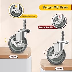 HOLKIE Caster Wheels 3 inch Locking Casters Set of