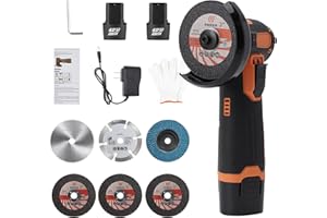 WODHMIEY Cordless Angle Grinder, Lightweight Brushless Motor, 19500RPM Venting Holes with Comfortable Rubber Handle for Grind