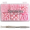 Kasvan Pink Mix Sugar Sprinkles - Edible Candy Pearls with 4-Claw Sprinkle Pen,118g/4.16 Oz, Gift Box Pack, Baking Cake Decorations, Ice Cream Toppings and Cookie Decorating (Pink)