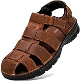 Boveshorn Mens Fisherman Leather Closed Toe Sandals Walking Dress Casual Sandalias Whith Memory Foam Summer Outdoor Athletic Adjustable Comfortable