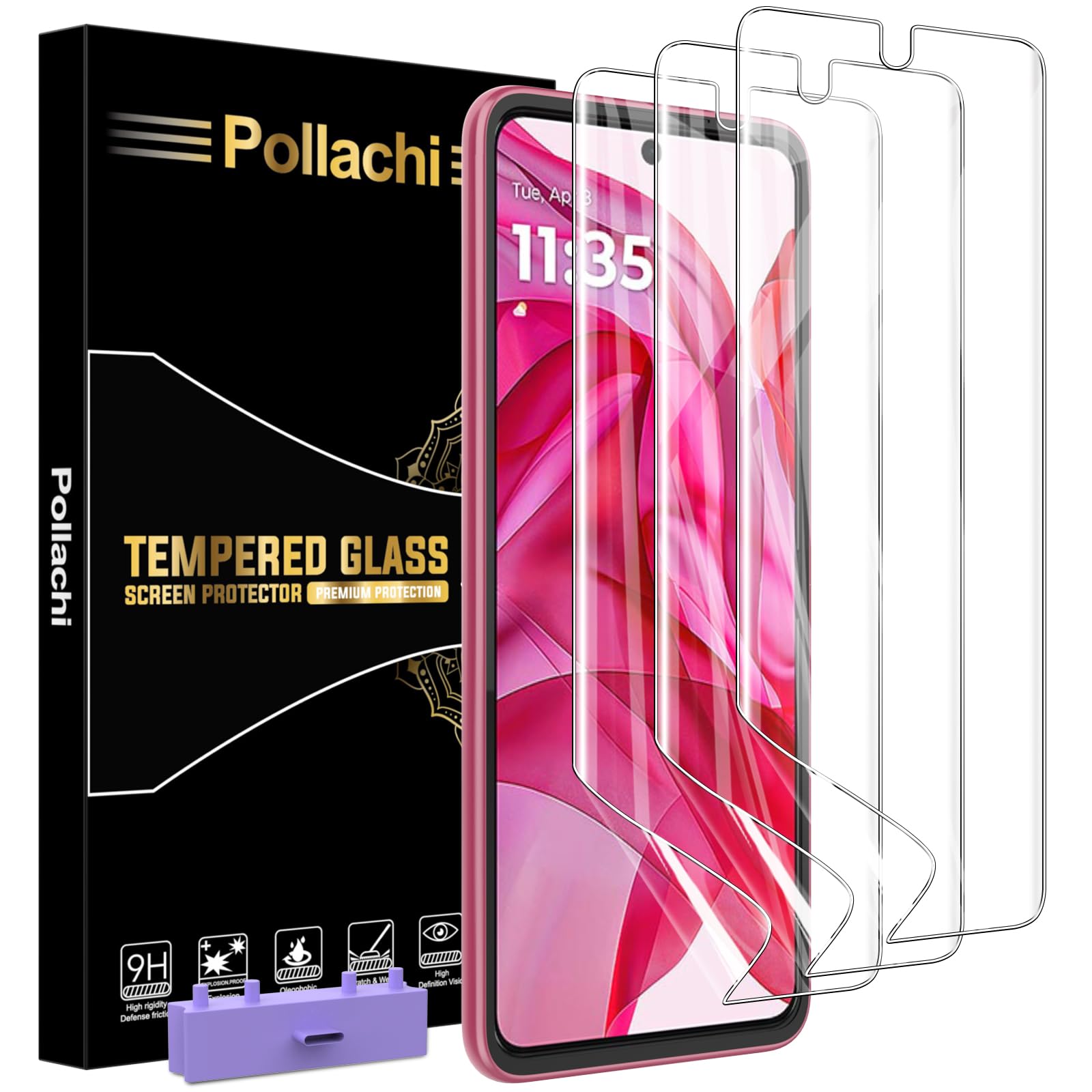 Pollachi for Motorola Moto Razr+ (2024)/Razr 50 Ultra Soft Screen Protector,Flexible TPU Film[Not Glass],Scratchproof,Auto Repair,Touching Sensitivity,Moto Razr+ TPU Screen Protector-3 Pack