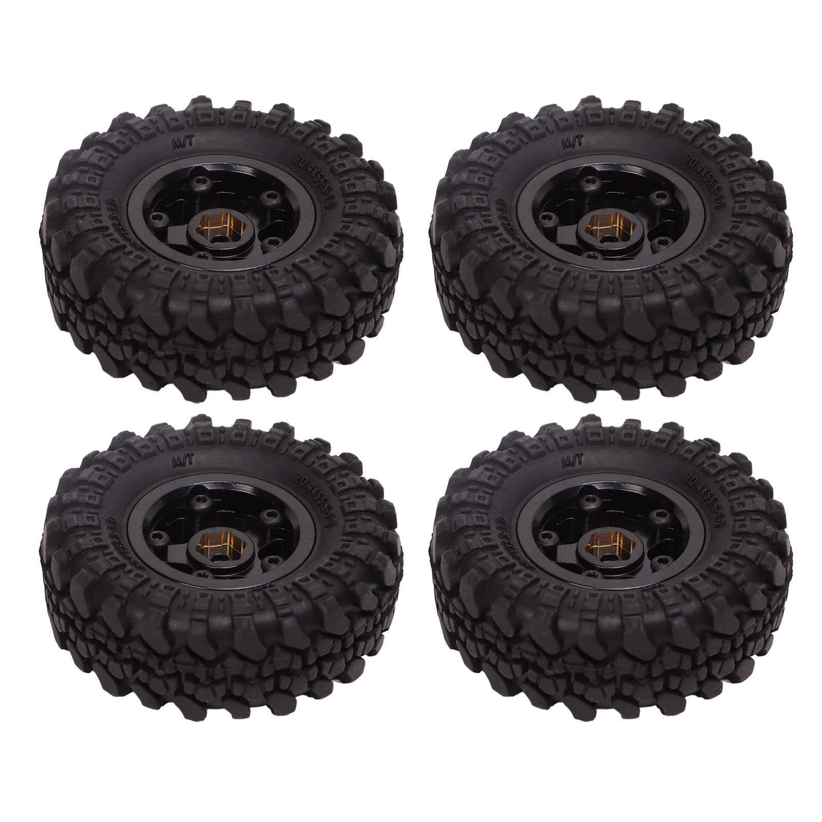 Alomejor Tires Brass 4pcs RC Wheel Hub Tires 1 Inch RC Tires for FMS FCX24 1/18 1/24 Upgrade Parts (Black Gold)