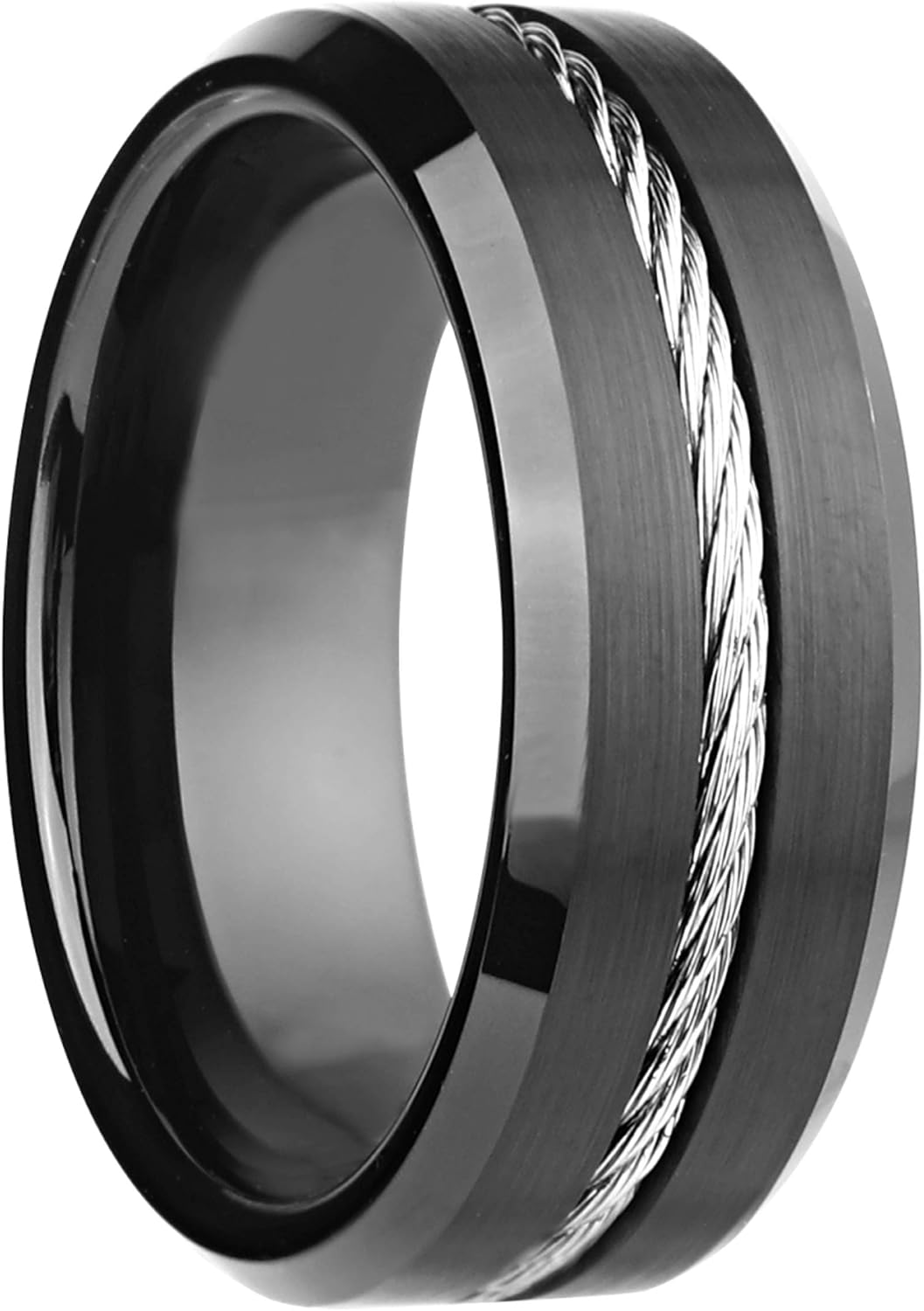 Nova Jewellery Men’s Ring Black Tungsten Carbide Ring for Men 8mm Width Premium Wedding Ring