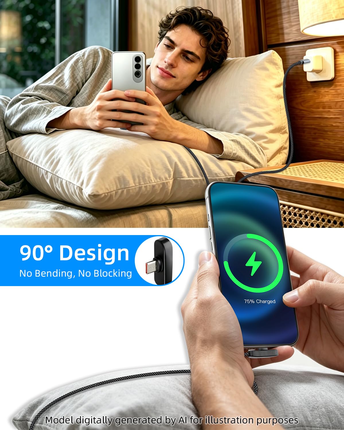 RIIEYOCA 60W USB C auf USB C Kabel, 3er-Pack (1m/1,5m/2m) 90 Grad Winkel USB-C Kabel 3A Schnellladekabel, Typ C auf C Ladekabel, kompatibel mit Smartphone, Tablet, Laptop, Carplay 4