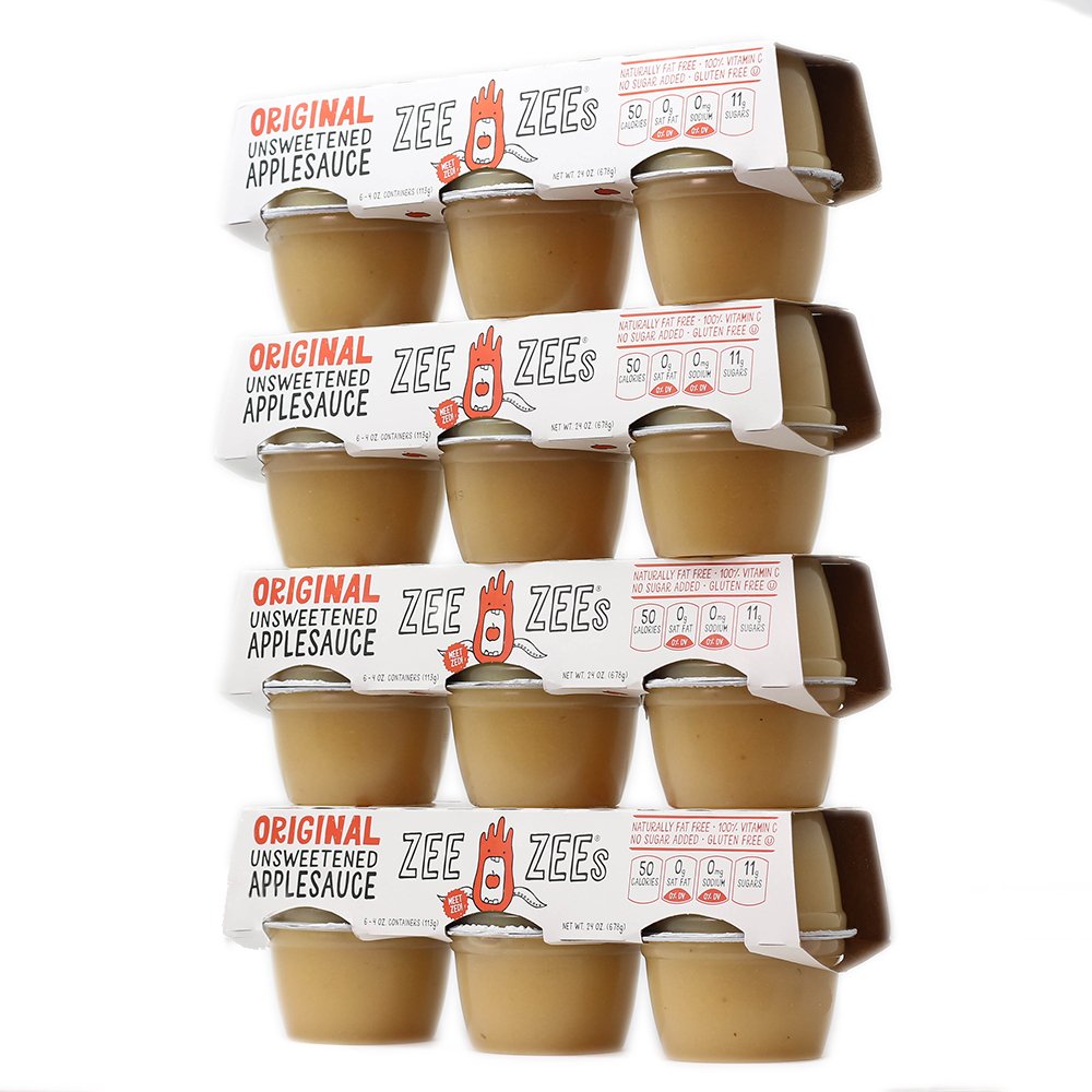 Zee Zees Unsweetened Original Applesauce Cups, All Natural, No Sugar