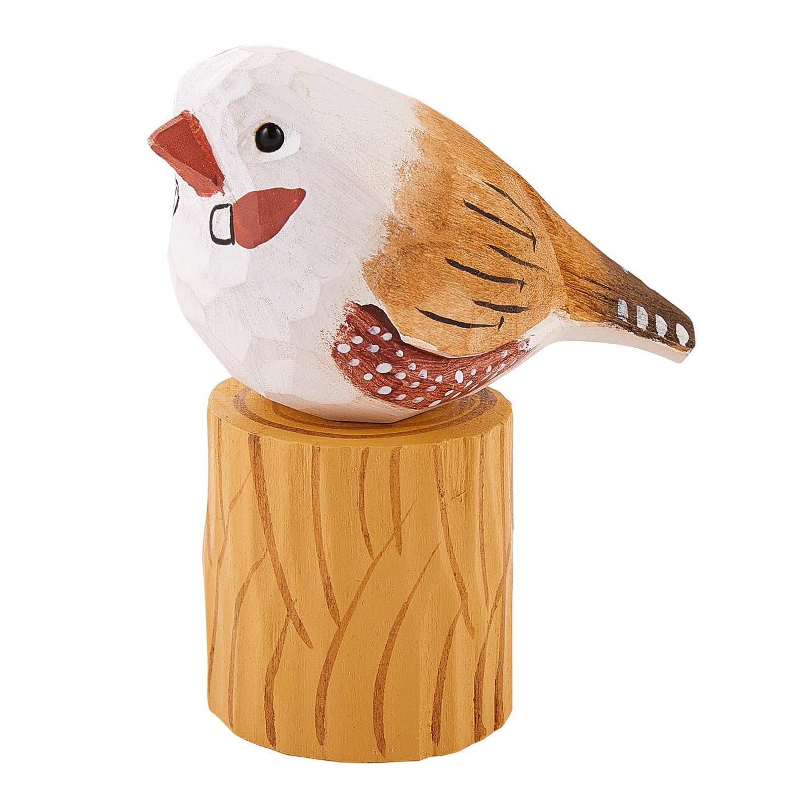 WEWAYSMILE Wooden Bird Figurine, Hand Carved Painted Statue, Small Cute Animal Ornament for Home Office Desktop Decoration (Fat Chirp H)