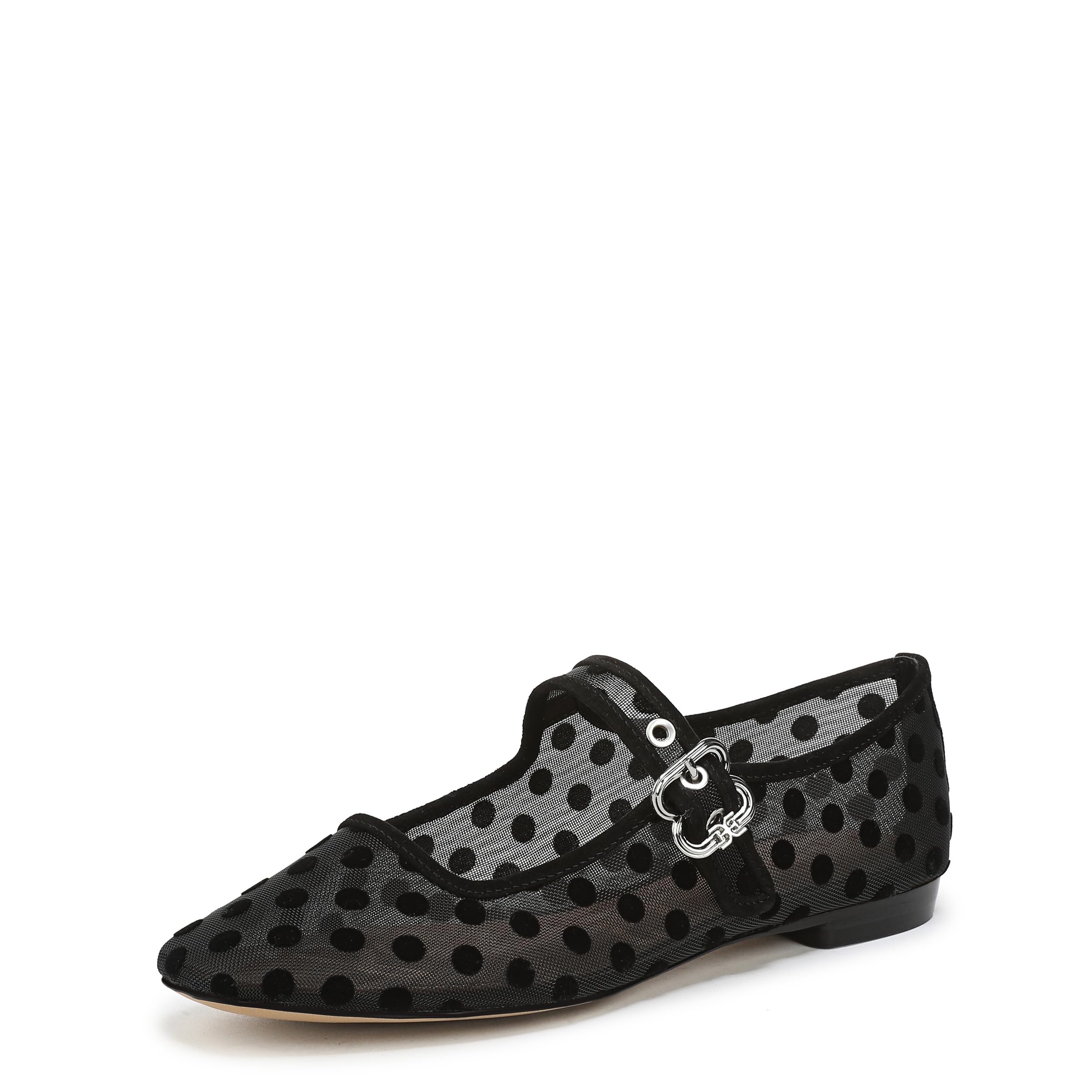 Sam Edelman Women’s Michaela Mary Jane Flat Black Polka Dot Mesh