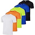Real Essentials 5 Pack: Men’s Short Sleeve Dry Fit Active Crew Neck T Shirt - Athletic Running Gym Workout Tee Tops
