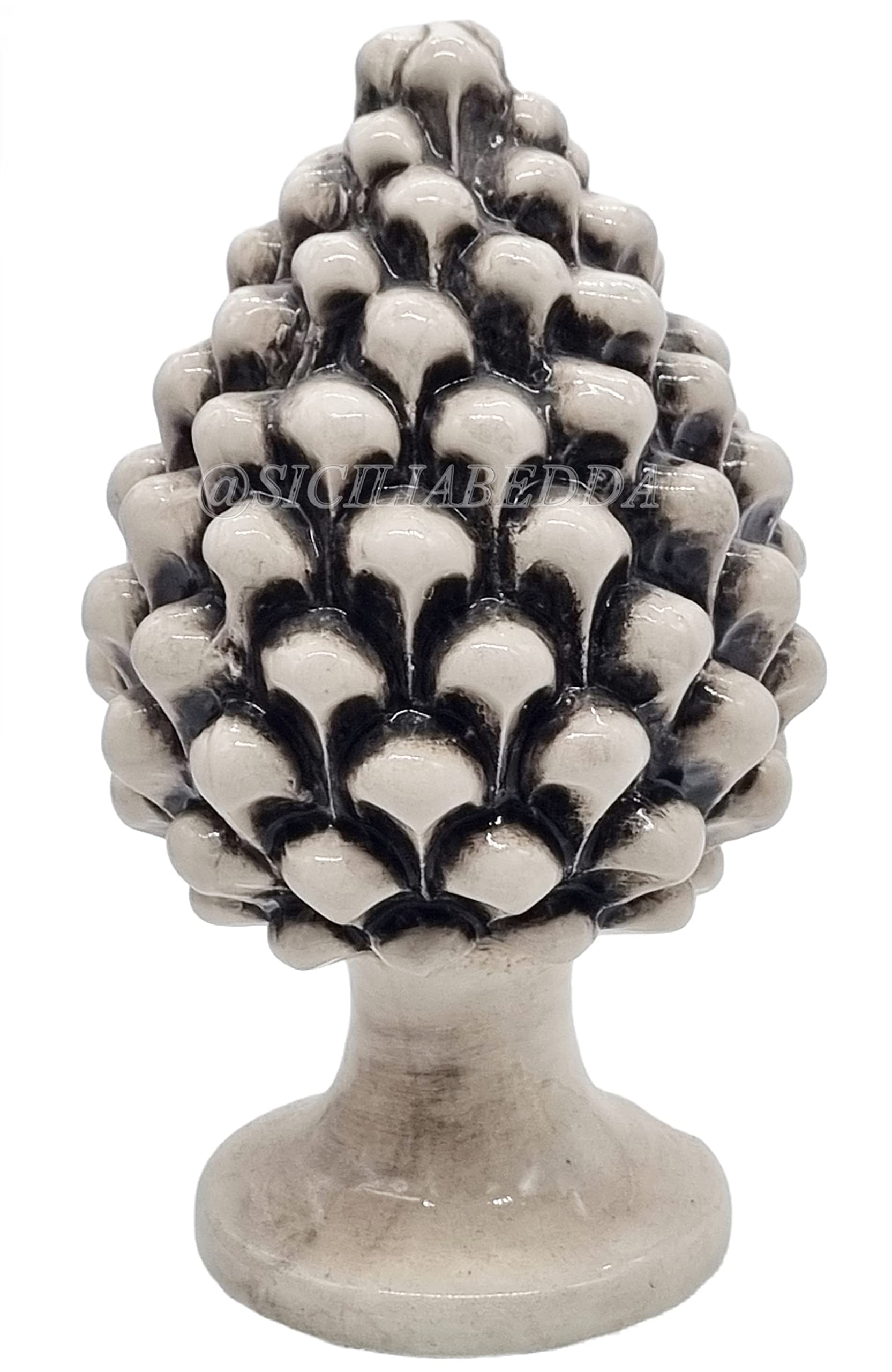 sicilia bedda - Sicilian Ceramic Pigna - Made entirely by hand - Decorative Pine Cone (White, 22_x_14Cm)