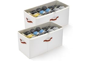 KitHero 2-Pack Extra Large Shoe Organizer for Closet, Foldable Shoe Storage Container with Adjustable Dividers & Clear Lid, H