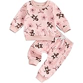DuAnyozu Toddler Baby Girl Valentines Day Outfit Heart Crewneck Sweatshirt Long Sleeve Shirt Pants Infant Spring Clothes