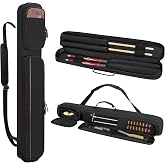 Rexmica 2x2 Billiard Pool Cue Stick Case Bag Holds 2 Butts and 2 Shafts | Soft Padding, Detachable Shoulder Strap, Handle, Cue Ball Pocket, Fixing Strap, Pool Cue Bag with Front Accessory Pocket