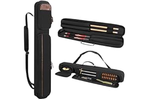 Rexmica 2x2 Pool Cue Case Holds 2 Butts and 2 Shafts, Billiard Pool Cue Stick Carrying Case Bag with Handle and Detachable Sh