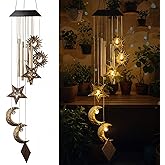 Colingmill Solar Wind Chimes for Outside Waterproof Hanging Wind Chimes Lights Outdoor Decor Yard Garden Gifts for Mother Mom Grandma Wife Neighbors(Sun Moon Star,Warm Colored Lights)