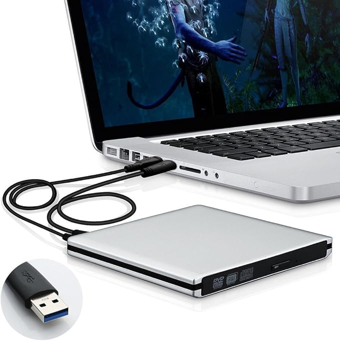Graveur Lecteur Externe CD/DVDRW Lecteur Optique USB 3.0 pour Apple MacBook, MacBook Pro