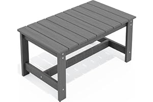 SERWALL Outdoor Coffee Table, HDPE Patio Coffee Table for Outside, Grey