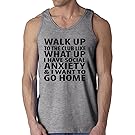 Fashion-Night Men's Walk Up To The Club Like What Up I Have Social Anxiety Tank Top (Grey Medium)
