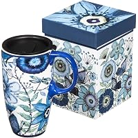 CEDAR HOME Eiffel Tower Ceramic Travel Mug With Lid - 17oz, 2-Pack, Gift Box, Microwave Safe - View #5