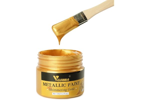 VGSEBA Acrylic Paint Metallic Gold, 125ml Gold Leaf Paints, Gold Paint for Art, Painting, Handcrafts, Ideal for Canvas Wood C