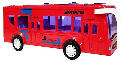 Shanaya Toys Battery Operated Luxury Model Bus Toy with Light & Sound Effect (Red)