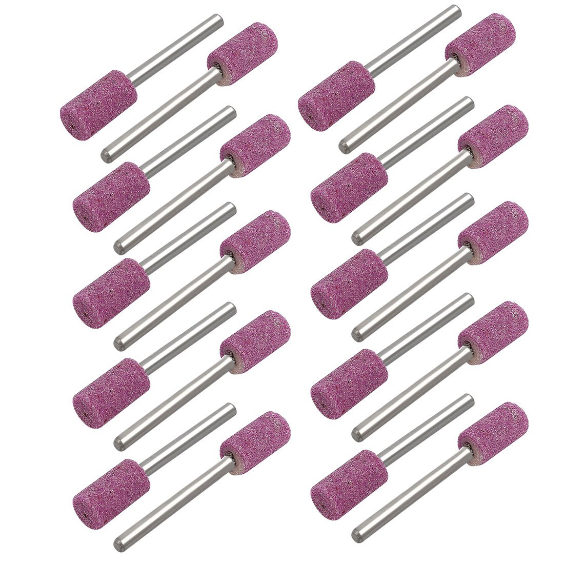 Sourcingmap 3mm 1/8-inch Shank 8mm Dia Cylinder Head Mandrel Mounted Grinding Point Pink 20pcs