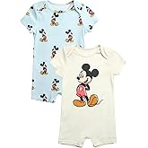 Disney Baby Boy Romper - 2 Pack Lightweight Short Sleeve Baby Romper Jumpsuit with Snap Closure Infant Newborn Boy Clothes