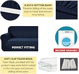 SAMSTEX 2 Seater Sofa Cover Navy Blue 1-Piece Stretch Premium Slipcover view 5