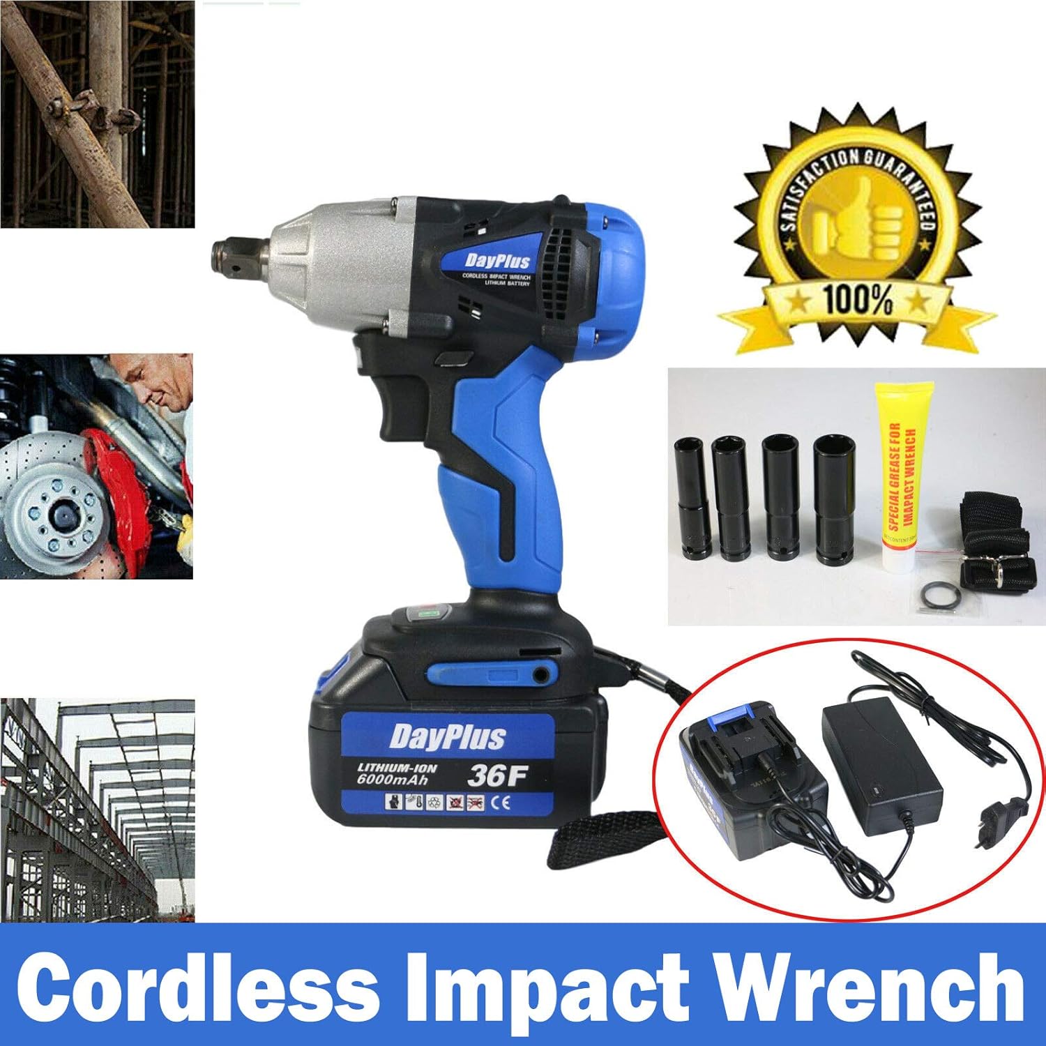 420Nm Electric Cordless Impact Wrench 18V Vehicle Wheel Wrench Gun