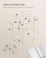 VASAGLE Vanity Unit 3 Drawers 2 Compartments 30 x 70 x 64 cm Cloud White view 8