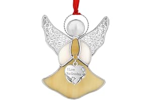KUNDGLA Angel Stained-Glass Sun-Catcher, Decorative Indoor Windows Metal Suncatcher Ornament, Gifts for Friends Mom Teacher Birthday Christmas Tree Holiday Hanging Décor (I Love You Grandma)