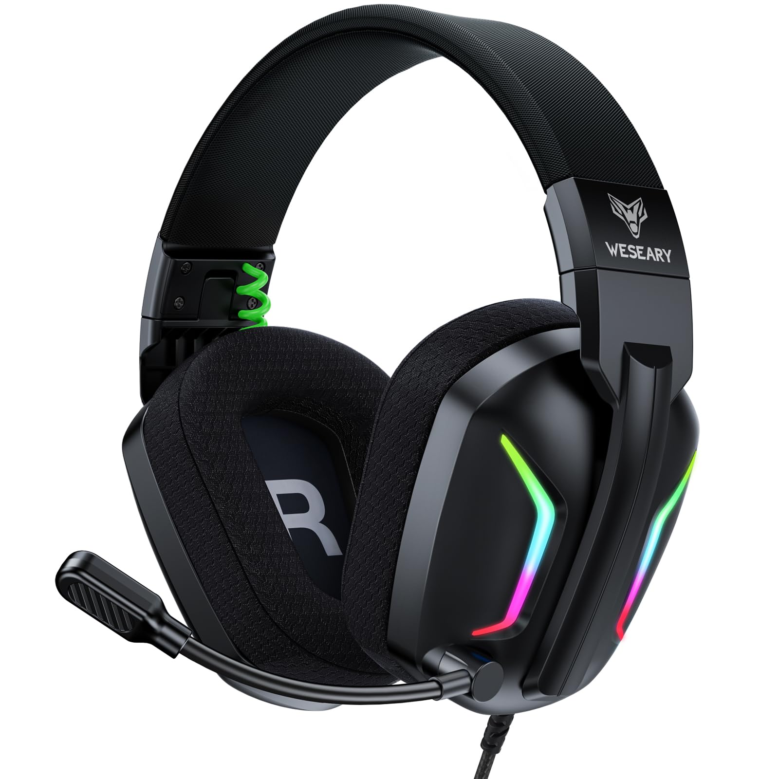 Photo 1 of WESEARY Wired Gaming Headset for Xbox Series X|S, Xbox One, PS4, PS5, Switch, Mobile, PC Headset with Surround Sound, Gaming Headphones with ENC Noise Cancelling Mic, 50mm Drivers, Soft Memory Foam