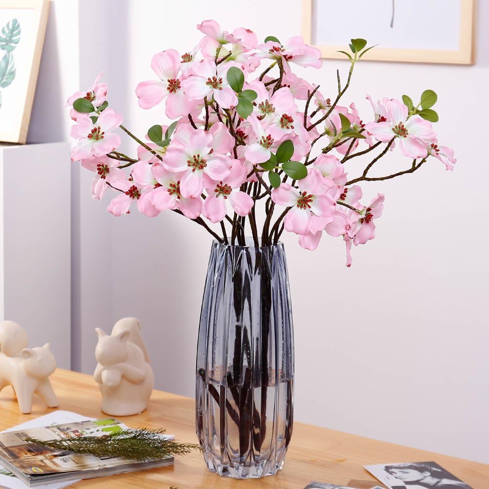 Amazon Com Yiliyajia 4pcs Artificial Dogwood Blossom Silk Flowers Bridal Flowers Bouquets Fake Cornus Bush For Wedding Home Office Decoration Pink Home Kitchen