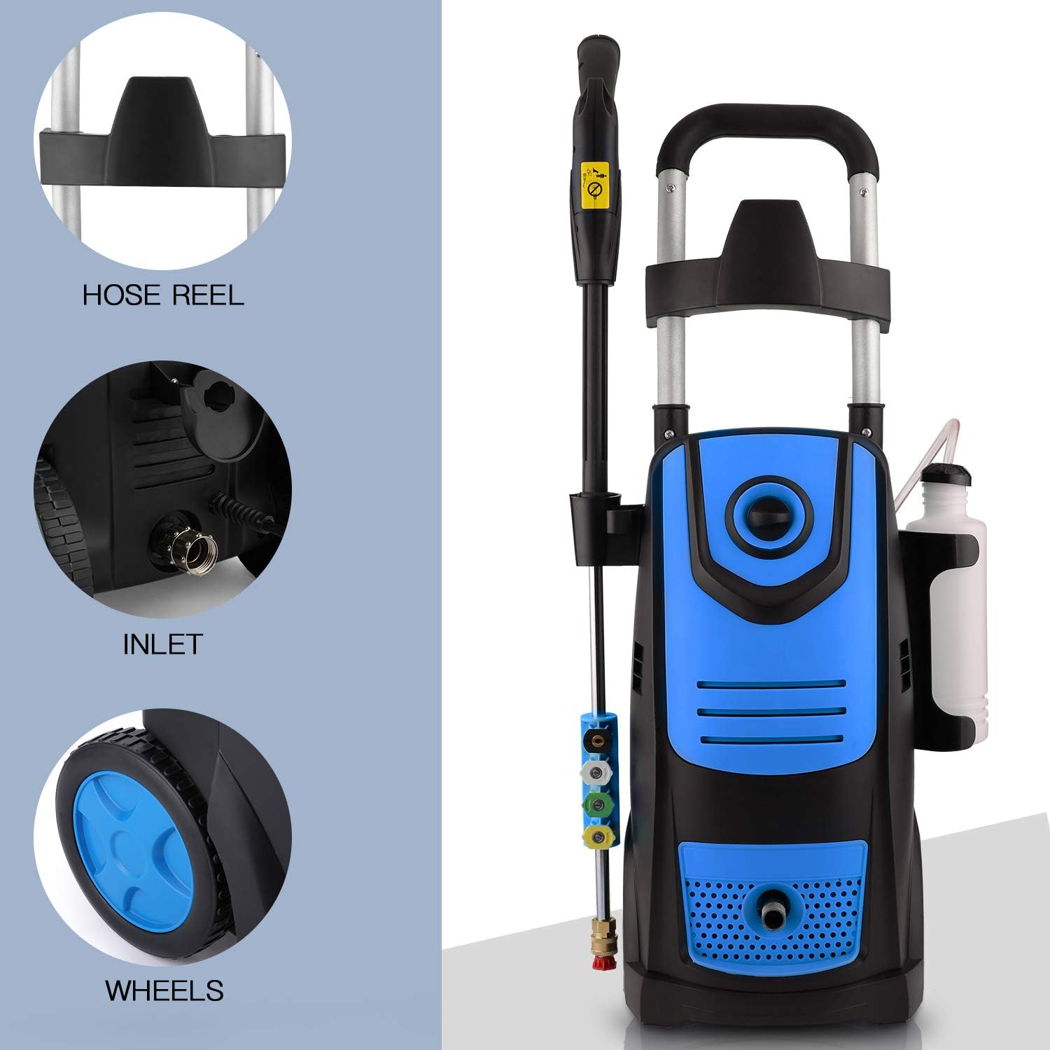 Suyncll 3800 PSI 2.8GPM Electric Pressure Washer Electric Power Washer with Soap Bottle (Blue) : Garden & Outdoor