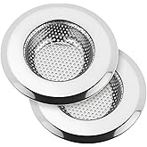 SANLESS Kitchen Sink Drain Strainer, Premium Stainless Steel Rust-Proof Wide Rim Kitchen Drain Strainer Stopper Filter Basket for Kitchen Sinks (2 Pack)