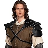 L'VOW Men's Medieval Pauldron - Leather Shoulder Armor for Knight Cosplay, Halloween LARP Ren Faire Costume Accessory