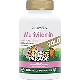 NaturesPlus Animal Parade Gold Multivitamin Children’s Chewables - Watermelon Flavor - 120 Animal-Shaped Tablets, Pack of 2 - Vitamin D3, K2 & Probiotics - Vegan, Gluten Free - 120 Total Servings