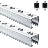 Strut Channel Trolley Track, 57 in (4.75 ft) 1-5/8" x 1-5/8", 12 Gauge Steel U-Channel, Galvanized Finish, Slotted Back, 2 Pa