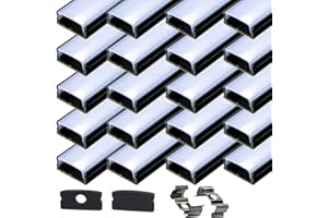 StarlandLed Black 20 Pack 6.6ft/2Meter LED Aluminum Track Diffusers Housing with End Caps and Mounting Clips for LED Flexible Strip …