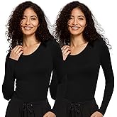 COZYFIT 2 Pack Underscrub Long Sleeve Women - Undershirts for Women Soft Fabric