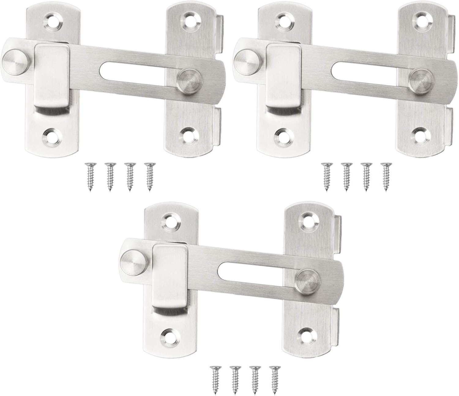 3Pcs Pet Gate Latch Stainless Steel Door Lock, Door Hasp Lock Flip